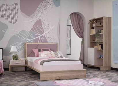 Children's furniture suite children's bed children's room bed wood pink set 3 pieces